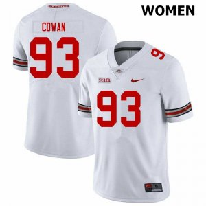 NCAA Ohio State Buckeyes Women's #93 Jacolbe Cowan White Nike Football College Jersey GLU0045CO